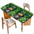 thumbnail image 1 of St. Patrick's Day Table Cloths for 3 Foot Rectangle Tables, Spring Lucky Shamrocks Green Gnomes Plaid Patio Waterproof Elastic Fitted Tablecloths, Washable Rectangular Table Cover for Camping, 1 of 8