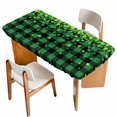 thumbnail image 1 of St. Patrick's Day Table Cloths for 3 Foot Rectangle Tables, Spring Shamrocks Farmhouse Green Checkered Patio Waterproof Elastic Fitted Tablecloths, Washable Rectangular Table Cover for Camping, 1 of 8