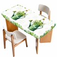 thumbnail image 1 of St Patrick's Day Table Cloths for 3 Foot Rectangle Tables, Watercolor Shamrock Leaves Watering Can Green Patio Waterproof Elastic Fitted Tablecloths, Washable Rectangular Table Cover for Camping, 1 of 8
