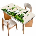 thumbnail image 1 of St. Patrick's Day Table Cloths for 4 Foot Rectangle Tables, Green Shamrock Gnomes Gold Coin Beige Patio Waterproof Elastic Fitted Tablecloths, Washable Rectangular Table Cover for Camping, 1 of 8