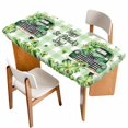 thumbnail image 1 of St. Patrick's Day Table Cloths for 4 Foot Rectangle Tables, Green Truck Leaf Flowers Butterfly Plaid Patio Waterproof Elastic Fitted Tablecloths, Washable Rectangular Table Cover for Camping, 1 of 8