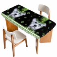 thumbnail image 1 of St. Patrick's Day Table Cloths for 4 Foot Rectangle Tables, Lucky Shamrock Cute Puppy Hat Green Plaid Patio Waterproof Elastic Fitted Tablecloths, Washable Rectangular Table Cover for Camping, 1 of 8