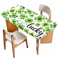 thumbnail image 1 of St Patrick's Day Table Cloths for 4 Foot Rectangle Tables, Lucky Shamrock Leaf Plants Spring Green Patio Waterproof Elastic Fitted Tablecloths, Washable Rectangular Table Cover for Camping, 1 of 8