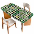 thumbnail image 1 of St Patrick's Day Table Cloths for 4 Foot Rectangle Tables, Lucky Shamrocks Farmhouse Retro Check Patio Waterproof Elastic Fitted Tablecloths, Washable Rectangular Table Cover for Camping, 1 of 8