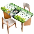 thumbnail image 1 of St. Patrick's Day Table Cloths for 4 Foot Rectangle Tables, Spring Cute Cat Beer Green Clovers Patio Waterproof Elastic Fitted Tablecloths, Washable Rectangular Table Cover for Camping, 1 of 8