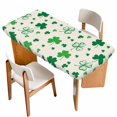 thumbnail image 1 of St. Patrick's Day Table Cloths for 4 Foot Rectangle Tables, Spring Green Shamrock Plant Beige Patio Waterproof Elastic Fitted Tablecloths, Washable Rectangular Table Cover for Camping, 1 of 8