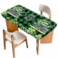 thumbnail image 1 of St. Patrick's Day Table Cloths for 4 Foot Rectangle Tables, Spring Green Truck Clovers Flowers Plaid Patio Waterproof Elastic Fitted Tablecloths, Washable Rectangular Table Cover for Camping, 1 of 8
