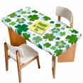 thumbnail image 1 of St. Patrick's Day Table Cloths for 4 Foot Rectangle Tables, Spring Lucky Green Shamrock Cloud Blue Patio Waterproof Elastic Fitted Tablecloths, Washable Rectangular Table Cover for Camping, 1 of 8