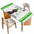 thumbnail image 1 of St. Patrick's Day Table Cloths for 4 Foot Rectangle Tables, Spring Lucky Hats Dogs Grass Strip Wood Patio Waterproof Elastic Fitted Tablecloths, Washable Rectangular Table Cover for Camping, 1 of 8