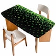 thumbnail image 1 of St. Patrick's Day Table Cloths for 4 Foot Rectangle Tables, Spring Lucky Shamrocks Leaves Black Patio Waterproof Elastic Fitted Tablecloths, Washable Rectangular Table Cover for Camping, 1 of 8