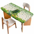 thumbnail image 1 of St. Patrick's Day Table Cloths for 5 Foot Rectangle Tables, Country Retro Green Boots Daisy Clovers Patio Waterproof Elastic Fitted Tablecloths, Washable Rectangular Table Cover for Camping, 1 of 8