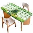 thumbnail image 1 of St. Patrick's Day Table Cloths for 5 Foot Rectangle Tables, Green Boots Daisy Clovers Buffalo Plaid Patio Waterproof Elastic Fitted Tablecloths, Washable Rectangular Table Cover for Camping, 1 of 8