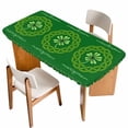 thumbnail image 1 of St. Patrick's Day Table Cloths for 5 Foot Rectangle Tables, Green Country Lucky Leaves Chic Border Patio Waterproof Elastic Fitted Tablecloths, Washable Rectangular Table Cover for Camping, 1 of 8
