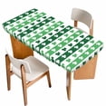 thumbnail image 1 of St. Patrick's Day Table Cloths for 5 Foot Rectangle Tables, Green Irish Lucky Clovers Stripes Patio Waterproof Elastic Fitted Tablecloths, Washable Rectangular Table Cover for Camping, 1 of 8