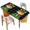 thumbnail image 1 of St. Patrick's Day Table Cloths for 5 Foot Rectangle Tables, Green Kitten Cats Lucky Shamrock Black Plaid Patio Waterproof Elastic Fitted Tablecloths, Washable Rectangular Table Cover for Camping, 1 of 8