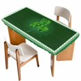 thumbnail image 1 of St. Patrick's Day Table Cloths for 5 Foot Rectangle Tables, Green Shamrock Wooden Spring Patio Waterproof Elastic Fitted Tablecloths, Washable Rectangular Table Cover for Camping, 1 of 8