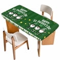 thumbnail image 1 of St. Patrick's Day Table Cloths for 5 Foot Rectangle Tables, Lucky Shamrock Gnomes Gold Coin Spring Green Patio Waterproof Elastic Fitted Tablecloths, Washable Rectangular Table Cover for Camping, 1 of 8