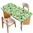 thumbnail image 1 of St. Patrick's Day Table Cloths for 5 Foot Rectangle Tables, Lucky Shamrocks Spring Country Leaves Patio Waterproof Elastic Fitted Tablecloths, Washable Rectangular Table Cover for Camping, 1 of 8