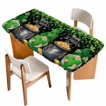 thumbnail image 1 of St. Patrick's Day Table Cloths for 5 Foot Rectangle Tables, Spring Lucky Shamrocks Green Gnomes Black Patio Waterproof Elastic Fitted Tablecloths, Washable Rectangular Table Cover for Camping, 1 of 8