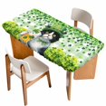 thumbnail image 1 of St. Patrick's Day Table Cloths for 6 Foot Rectangle Tables, Cat Beer Green Clovers Buffalo Plaid Patio Waterproof Elastic Fitted Tablecloths, Washable Rectangular Table Cover for Camping, 1 of 8