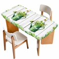 thumbnail image 1 of St. Patrick's Day Table Cloths for 6 Foot Rectangle Tables, Green Lucky Shamrock Watering Can Wood Gray Patio Waterproof Elastic Fitted Tablecloths, Washable Rectangular Table Cover for Camping, 1 of 8