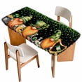 thumbnail image 1 of St. Patrick's Day Table Cloths for 6 Foot Rectangle Tables, Green Lucky Shamrocks Harp Beer Black Patio Waterproof Elastic Fitted Tablecloths, Washable Rectangular Table Cover for Camping, 1 of 8
