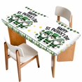 thumbnail image 1 of St. Patrick's Day Table Cloths for 6 Foot Rectangle Tables, Green Shamrock Gnomes Gold Coin Spring Patio Waterproof Elastic Fitted Tablecloths, Washable Rectangular Table Cover for Camping, 1 of 8