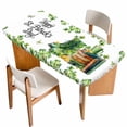 thumbnail image 1 of St. Patrick's Day Table Cloths for 6 Foot Rectangle Tables, Lucky Shamrocks Boots Books Green Plants Patio Waterproof Elastic Fitted Tablecloths, Washable Rectangular Table Cover for Camping, 1 of 8