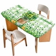 thumbnail image 1 of St. Patrick's Day Table Cloths for 6 Foot Rectangle Tables, Spring Botanical Clovers Coin Green Check Patio Waterproof Elastic Fitted Tablecloths, Washable Rectangular Table Cover for Camping, 1 of 8