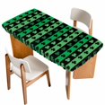 thumbnail image 1 of St. Patrick's Day Table Cloths for 6 Foot Rectangle Tables, Spring Green Lucky Clovers Shamrock Patio Waterproof Elastic Fitted Tablecloths, Washable Rectangular Table Cover for Camping, 1 of 8