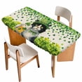 thumbnail image 1 of St. Patrick's Day Table Cloths for 6 Foot Rectangle Tables, Vintage Cute Cat Beer Green Clovers Patio Waterproof Elastic Fitted Tablecloths, Washable Rectangular Table Cover for Camping, 1 of 8