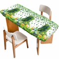 thumbnail image 1 of St. Patrick's Day Table Cloths for 8 Foot Rectangle Tables, Farmhouse Green Boots Daisy Clovers Patio Waterproof Elastic Fitted Tablecloths, Washable Rectangular Table Cover for Camping, 1 of 8