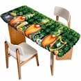 thumbnail image 1 of St. Patrick's Day Table Cloths for 8 Foot Rectangle Tables, Lucky Shamrocks Harp Beer Farmhouse Plaid Patio Waterproof Elastic Fitted Tablecloths, Washable Rectangular Table Cover for Camping, 1 of 8