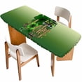 thumbnail image 1 of St. Patrick's Day Table Cloths for 8 Foot Rectangle Tables, Ombre Green Shamrock Gold Lucky Love Spring Patio Waterproof Elastic Fitted Tablecloths, Washable Rectangular Table Cover for Camping, 1 of 8