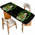 thumbnail image 1 of St Patrick's Day Table Cloths for 8 Foot Rectangle Tables, Shamrock Leaf Coffee Cups Books Dark Green Patio Waterproof Elastic Fitted Tablecloths, Washable Rectangular Table Cover for Camping, 1 of 8