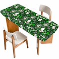 thumbnail image 1 of St. Patrick's Day Table Cloths for 8 Foot Rectangle Tables, Spring Green Lucky Leaf Harps Hats Patio Waterproof Elastic Fitted Tablecloths, Washable Rectangular Table Cover for Camping, 1 of 8