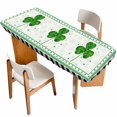 thumbnail image 1 of St. Patrick's Day Table Cloths for 8 Foot Rectangle Tables, Spring Green Shamrock Black White Plaid Patio Waterproof Elastic Fitted Tablecloths, Washable Rectangular Table Cover for Camping, 1 of 8