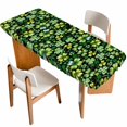 thumbnail image 1 of St. Patrick's Day Table Cloths for 8 Foot Rectangle Tables, Watercolor Lucky Shamrocks Spring Leaves Patio Waterproof Elastic Fitted Tablecloths, Washable Rectangular Table Cover for Camping, 1 of 8
