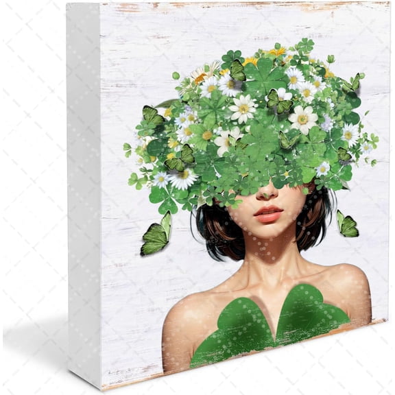 St. Patrick's Day Table Decorations Irish Blessings Wall Decor Rustic Shamrock Wood Box Signs Retro Happy St. Patrick's Day Block Plaque for Home Tabletop Decor 5x5 inch