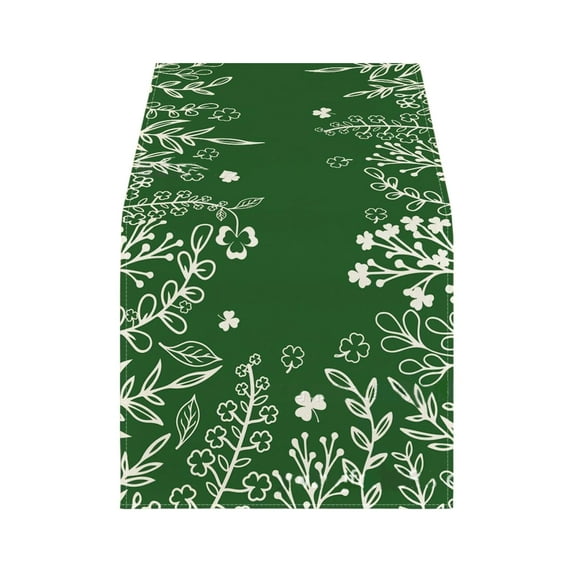 St Patrick's Day Table Flag, 72x12.99in Linen Table Runner with Clover Pattern, Heat Resistant Tablecloth for Dining Coffee Table Home Decor