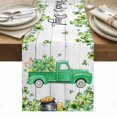 thumbnail image 1 of St. Patrick's Day Table Runner - 108 Inch Long, Kitchen Dining Table Runner Dresser Scarves, Green Truck Lucky Shamrocks Rustic Wooden Farmhouse Decor for Coffee Tables Wedding Party Banquet, 1 of 8
