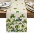 thumbnail image 1 of St. Patrick's Day Table Runner - 108 Inch Long, Kitchen Dining Table Runner Dresser Scarves, Spring Green Shamrock Botanical Beige Farmhouse Decor for Coffee Tables Wedding Party Banquet, 1 of 8