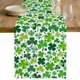 thumbnail image 1 of St. Patrick's Day Table Runner - 108 Inch Long Spring Green Lucky Irish Clovers Cotton and Linen Blended Dress Scarves Farmhouse Table Runner for Kitchen Dining, Coffee Table, 13" x 108", 1 of 8