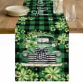 thumbnail image 1 of St. Patrick's Day Table Runner - 108 Inch Long Spring Green Truck Clovers Flowers Plaid Cotton and Linen Blended Dress Scarves Farmhouse Table Runner for Kitchen Dining, Coffee Table, 13" x 108", 1 of 8