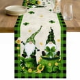 thumbnail image 1 of St. Patrick's Day Table Runner - 120 Inch Long Gnomes Shamrock Gold Coin Plaid Cotton and Linen Blended Dress Scarves Farmhouse Table Runner for Kitchen Dining, Coffee Table, 13" x 120", 1 of 8