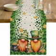 thumbnail image 1 of St. Patrick's Day Table Runner - 120 Inch Long Green Lucky Shamrocks Harp Beer Retro Rustic Cotton and Linen Blended Dress Scarves Farmhouse Table Runner for Kitchen Dining, Coffee Table, 13" x 120", 1 of 8