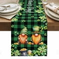 thumbnail image 1 of St. Patrick's Day Table Runner - 120 Inch Long, Kitchen Dining Table Runner Dresser Scarves, Cute Gnomes Lucky Shamrocks Green Black Plaid Farmhouse Decor for Coffee Tables Wedding Party Banquet, 1 of 8
