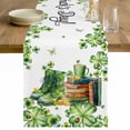 thumbnail image 1 of St. Patrick's Day Table Runner - 120 Inch Long Lucky Shamrocks Boots Books Green Plants Cotton and Linen Blended Dress Scarves Farmhouse Table Runner for Kitchen Dining, Coffee Table, 13" x 120", 1 of 8