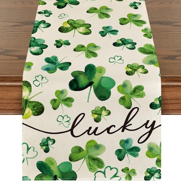 St. Patrick's Day Table Runner, 13x72 Inch Spring Holiday Decor for Kitchen Dining Indoor Outdoor Home Party。(13x72in)