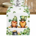 thumbnail image 1 of St. Patrick's Day Table Runner - 36 Inch Long Green Gnomes Lucky Shamrocks Flags Cotton and Linen Blended Dress Scarves Farmhouse Table Runner for Kitchen Dining, Coffee Table, 13" x 36", 1 of 8